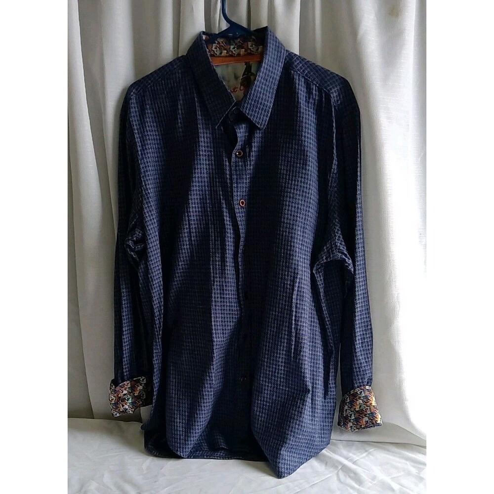 Robert Graham Men’s 2XL Houndstooth Long Sleeve Button Down With Flip Cuff